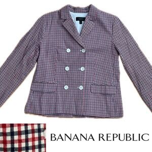 🇺🇸Double-Breasted Gingham Checkered Blazer Red/White/Blue | Banana Republic | 10